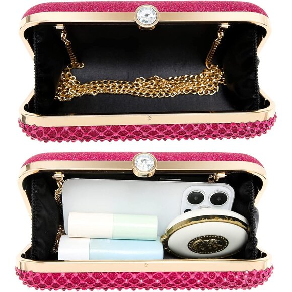 Sparkling Evening Bag with Crystal Clasp for Formal Prom Party Wedding for women - Picture 5 of 6